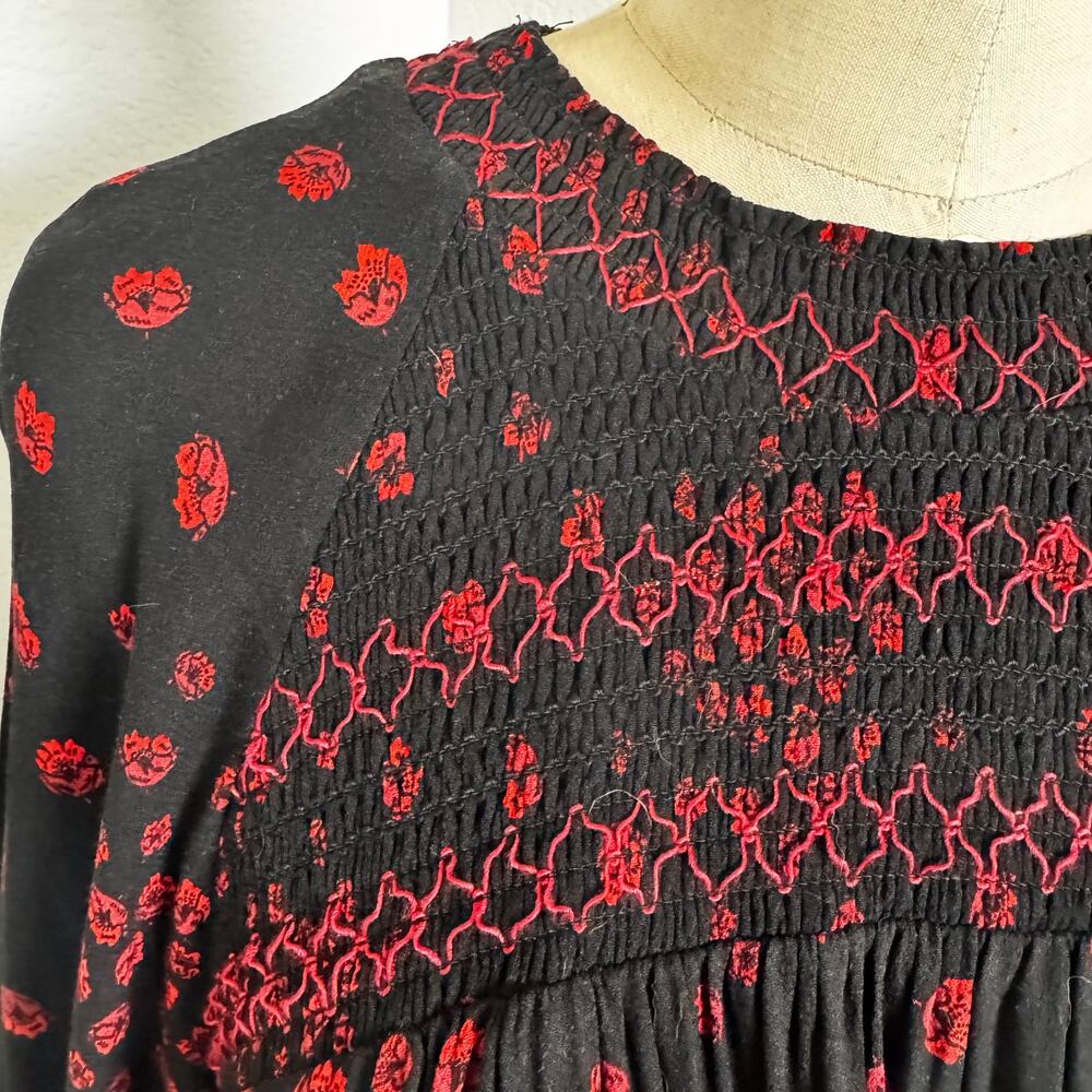 Free People | Smocked Floral Mini Dress, Size Large - Picture 5 of 10